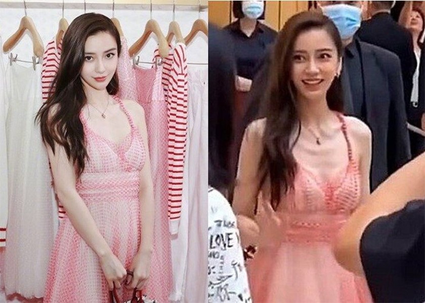 Vẻ ngoài xinh đẹp của Angelababy bị mất điểm ghê gớm khi cô để lộ ra thân hình gầy trơ xương. (Ảnh: On.cc)