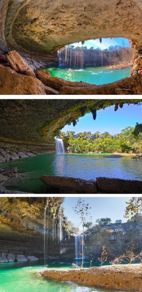  Hồ Hamilton Pool Preserve (Texas, Mỹ)  Hồ Hamilton Pool Preserve có tổng diện tích 0,92 km2, được tạo ra khi các mái vòm của một hầm sông bị sập do xói mòn từ hàng ngàn năm trước.  Hồ bơi tự nhiên này tọa lạc tại bang Texas (Mỹ) và trở thành điểm đến yêu thích của hàng triệu du khách trong và ngoài nước đến nghỉ ngơi, ngắm cảnh, đặc biệt là vào mùa hè. (Nguồn Oddee)      