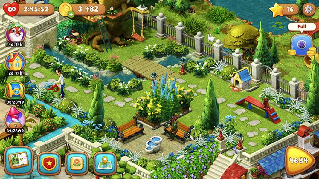  Gardenscapes là tựa game Match 3 được nhiều chị em yêu thích. Tựa game có thiết kế 3D đẹp mắt, nhiều nhiệm vụ hàng ngày, lời thoại thú vị.