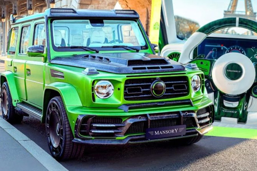 Bản độ  Mercedes-AMG G63 màu xanh neon của Mansory này mang tên gọi G580 có ngoại thất cực kỳ nổi bật, ngoài ra nó còn được kết hợp các chi tiết làm từ sợi carbon phối màu khá đẹp mắt.