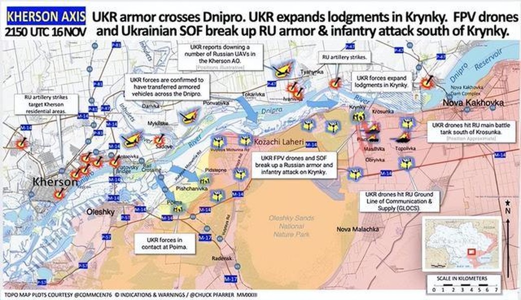 Tình hình trên chiến trường xung đột Nga-Ukraine liên tục thay đổi và trọng tâm của chiến trường cũng liên tục thay đổi theo. Hiện nay, khu vực giao tranh ác liệt ở phía Nam Ukraine, đã chuyển từ khu vực nam thị trấn Orekhiv tỉnh Zaporizhia, sang khu vực Kherson.