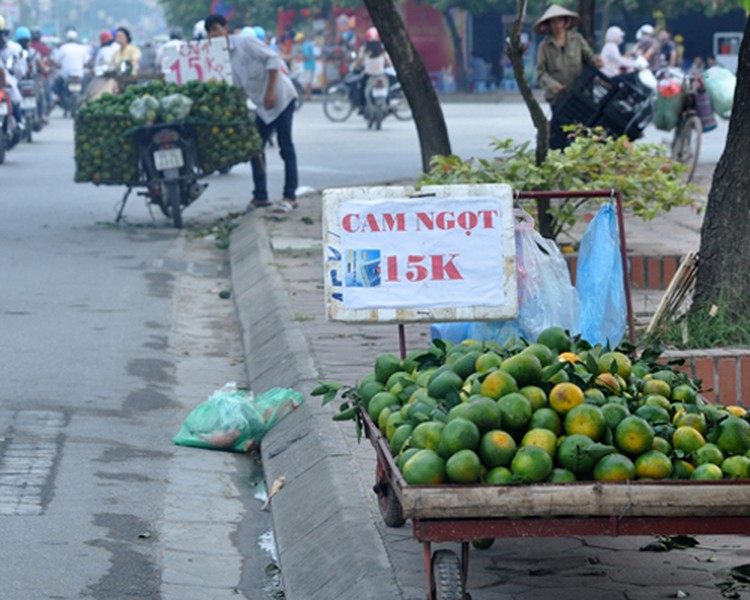 Thời gian gần đây, tại các chợ dân sinh và một số tuyến đường Hà Nội xuất hiện rất nhiều điểm kinh doanh cam xanh được quảng cáo là “cam Hà Giang” hay "cam ngọt" bán với giá rất bèo, từ 10.000 đến 15.000 đồng/kg.