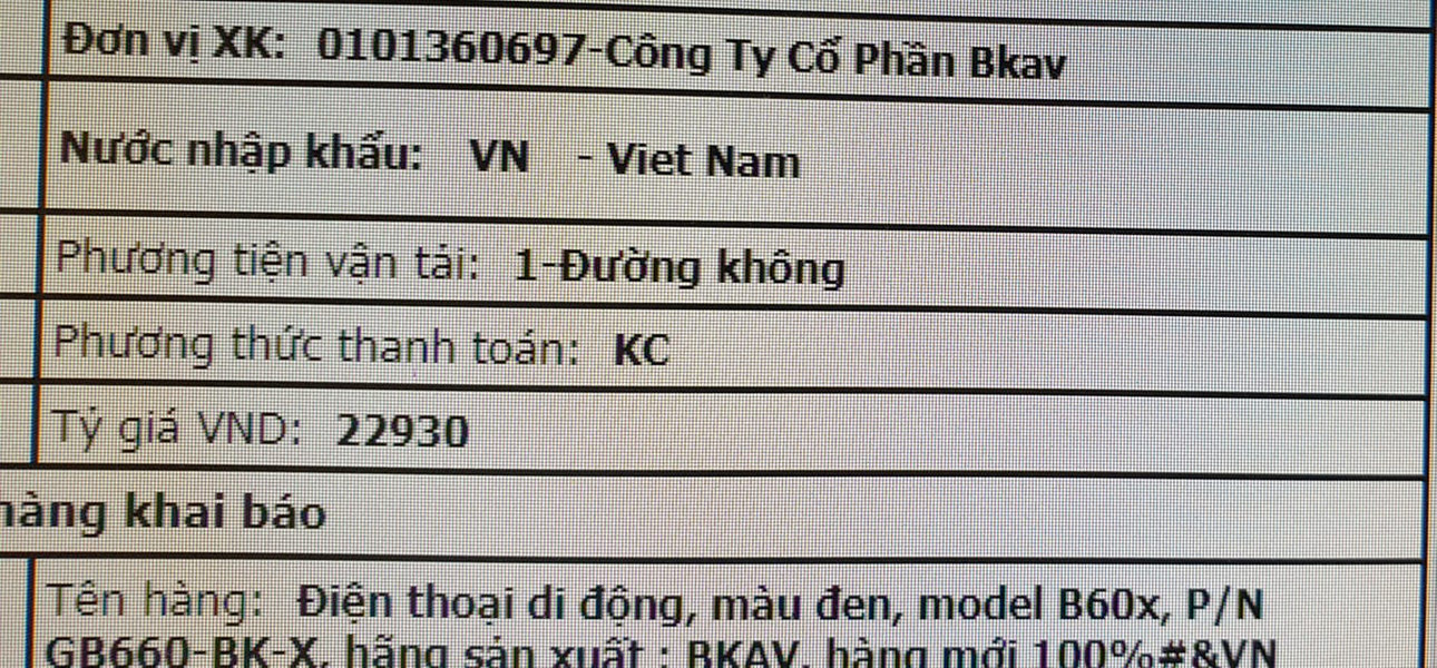  Bphone B40 và B60 hiện là 2 mẫu smartphone của BKAV gây chú ý sau khi CEO của Bkav thông tin về việc xuất khẩu lô Bphone đầu tiên đi châu Âu. Đỗ Thị Thu Hằng, Giám đốc Truyền thông Tập đoàn Công nghệ Bkav khẳng định đơn hàng đầu tiên đã được xuất sang Châu Âu.