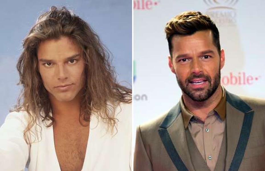 Nam ca sĩ Ricky Martin những năm 90 để tóc dài rất lãng tử, nhưng hình ảnh của anh 20 năm sau khi đã công khai chuyện mình gay là anh chàng tóc tai gọn gàng, để râu quai nón. Anh là một trong những  ngôi sao nhạc pop thay đổi ngoại hình nhiều nhất trong 20 năm qua.