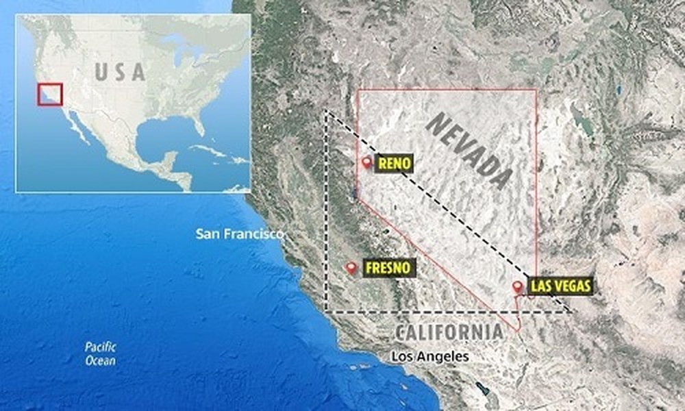 Khu vực “ tam giác quỷ” Nevada trải rộng từ Fresno, California tới Reno, Nevada và phía tây bang Arizona. Bên trong vùng đất bí ẩn này có một số địa điểm nổi tiếng như: thành phố Las Vegas, công viên quốc gia Yosemite, thung lũng Chết và Khu vực 51 - căn cứ quân sự tuyệt mật của Mỹ.