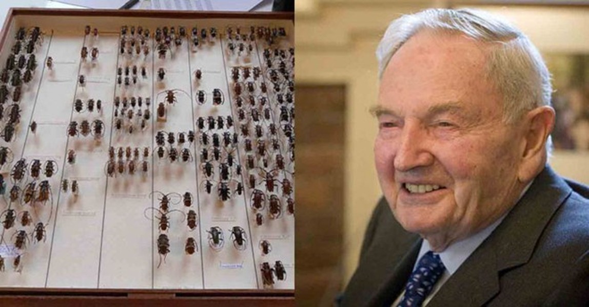 Tỷ phú dầu mỏ với đam mê chơi bọ cánh cứng: David Rockefeller Sr, tỷ phú ngành dầu mỏ sở hữu khối tài sản khủng lên đến 2,7 tỷ USD và luôn lọt top người giàu nhất thế giới. Đặc biệt, tỷ phú này có niềm đam mê bất tận với bọ cánh cứng. "Bất kể khi nào đi đâu, tôi đều để một chiếc lọ trong túi đề phòng bắt gặp các con bọ cánh cứng", David Rockefeller chia sẻ.