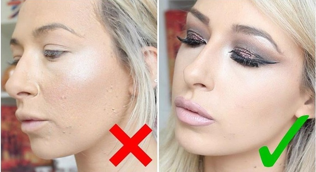 Trang điểm trên da khô: Nhiều phụ nữ mắc lỗi trang điểm là make up lên da khô hoàn toàn. Bước đầu tiên cần làm là tẩy tế bào chết mỗi tuần một lần và áp dụng một loại kem dưỡng ẩm sau đó. Phụ nữ có làn da cực kỳ khô nên thoa kem dưỡng ẩm trước khi bắt đầu trang điểm.