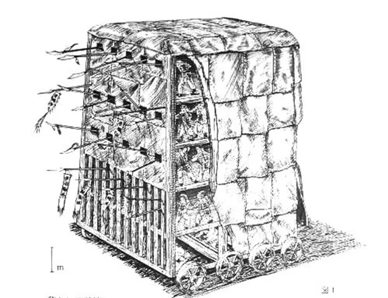 Chiếc chiến xa nhiều tầng này vừa là một thứ  vũ khí cận chiến, vừa được sử dụng để áp thành đối phương và cho quân lính tràn lên chiếm lĩnh.