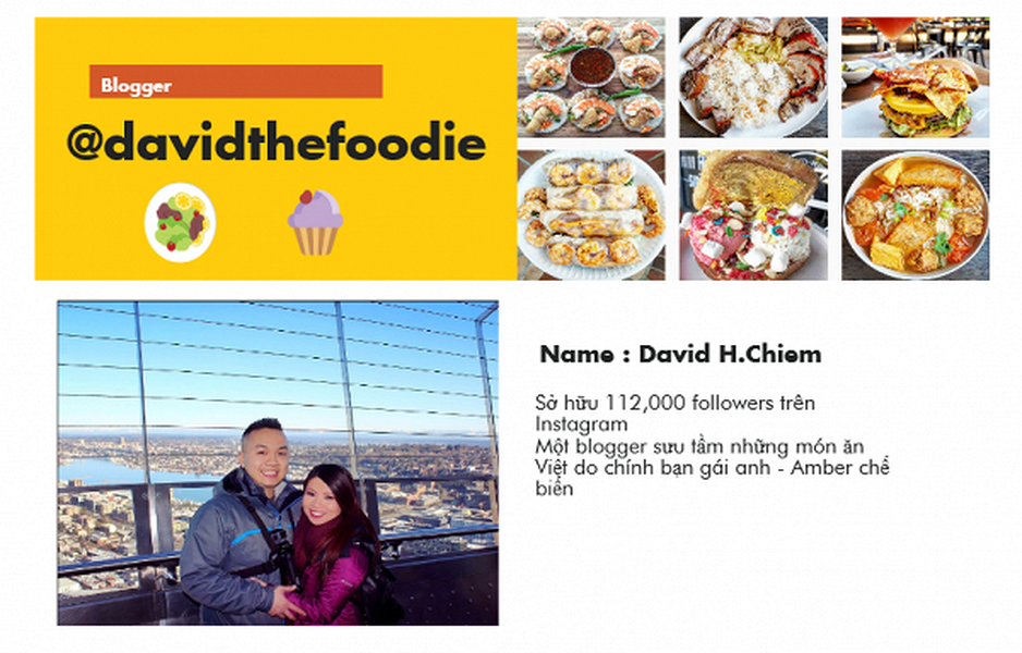 Dạo quanh một vòng Instagram, trang cá nhân của blogger @davidthefoodie khiến các tín đồ sành ăn “ngây ngất” bởi hàng loạt hình ảnh các món ăn hấp dẫn, chỉ cần nhìn cũng cảm thấy thèm ăn điên đảo. Đặc biệt, những  món ăn truyền thống Việt Nam trên Insta của anh chàng Việt Kiều này gây ấn tượng bởi sự cầu kỳ đẹp mắt, dù cách xa quê hương nửa vòng trái đất nhưng hương vị ẩm thực Việt vẫn chiếm vị trí số 1 trong lòng những người xa xứ.