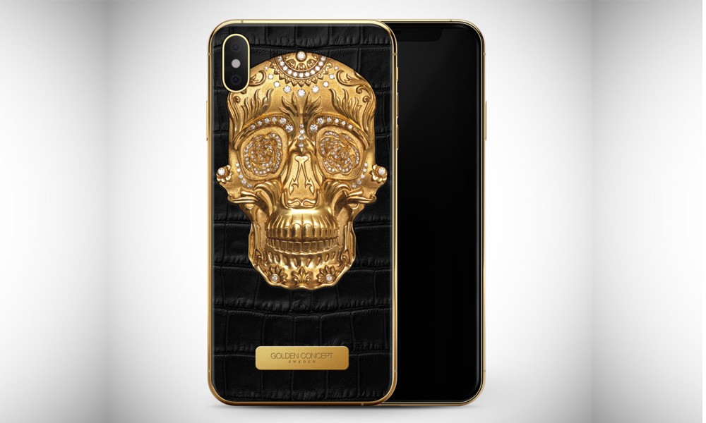 Tên của phiên bản iPhone này đầy đủ là  iPhone Xs Max Sugar Skull Edition, có giá 24,990 USD (tương đương gần 600 triệu đồng). Nó được hoàn thiện từ chất liệu vàng và kim cương nạm lên thân vỏ. Bản mẫu của phiên bản kim cương đầu lâu này được nhà thiết kế Thụy Điển hoàn thiện bởi hãng độ Golden Concept.