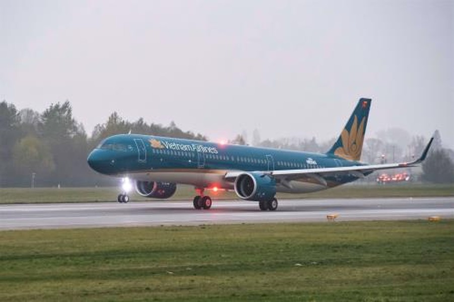 Mới đây, Hãng hàng không  Vietnam Airlines vừa được Bộ Giao thông Vận tải Mỹ cấp giấy phép vận chuyển hành khách, hàng hóa, thư từ giữa Việt Nam và Mỹ. Ảnh: Vietnam Airlines.