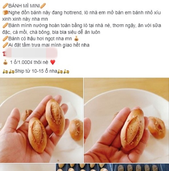 Thời gian gần đây, trên chợ mạng, nhiều chị em nội trợ xôn xao về loại bánh mì có kích thước siêu nhỏ, chỉ bằng ngón tay cái.