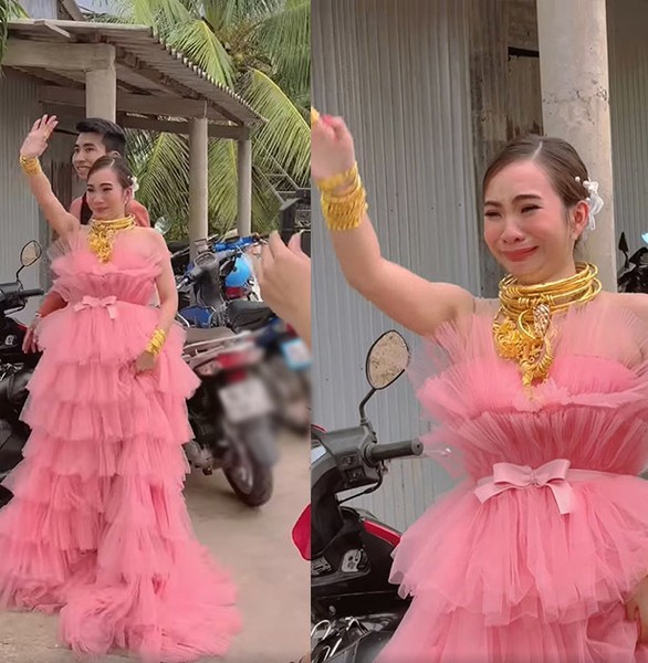 Mới đây, TikToker Nguyễn Huỳnh Như đã đăng tải lên kênh của mình video ngắn ghi lại cảnh  cô dâu đeo đầy vàng trong ngày cưới. Cô viết: “Thương cháu dâu. Phận con gái lớn lên phải theo chồng ai cũng biết vậy nhưng khóe mắt vẫn cay”.