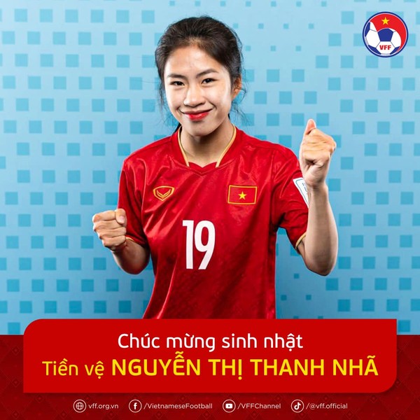 Mới đây trên trang Facebook của Liên đoàn bóng đá Việt Nam (VFF) đã có bài đăng chúc mừng sinh nhật của tuyển thủ đội tuyển nữ Việt Nam - Nguyễn Thanh Nhã. Dưới bài viết, vô vàn các fan của nữ cầu thủ này vào chúc mừng cô nàng.