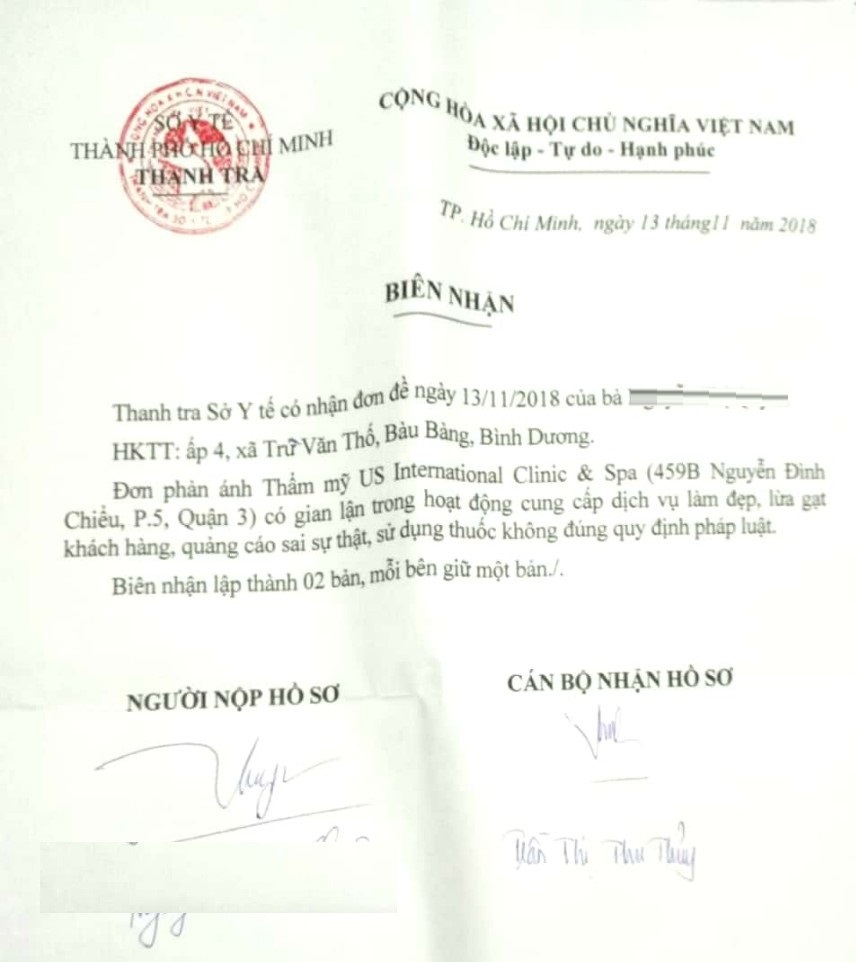 TP HCM: Khach to Vien tham my US International Clinic & Spa “gian lan, lua gat”-Hinh-2