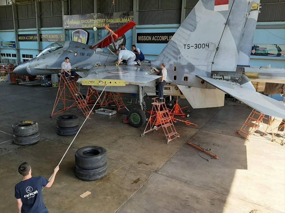 Trong kho của Không quân Indonesia hiện nay chỉ có 9 chiếc  tiêm kích Su-30MK2. Các tiêm kích này được Indonesia mua trong các năm 2009 và 2013. Nguồn ảnh: Sina.