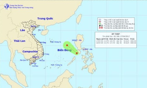 Thời tiết hôm nay 17/4: Xuất hiện áp thấp nhiệt đới trên biển Đông