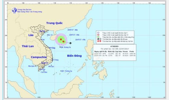 Áp thấp nhiệt đới trên Biển Đông ngày càng mạnh lên
