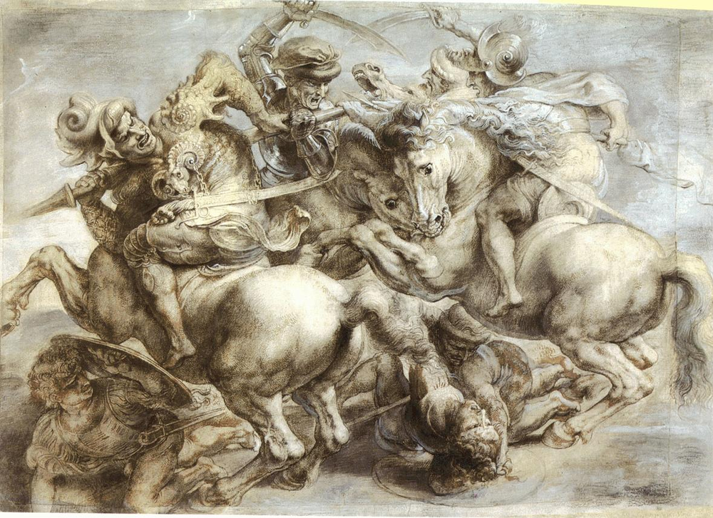 Trong lịch sử nghệ thuật, ít có tác phẩm nào gây tò mò và tranh cãi như “Battle of Anghiari” của  Leonardo Da Vinci. Được mệnh danh là “Leonardo bị mất tích”, bức tranh này không chỉ là một kiệt tác nghệ thuật mà còn là một bí ẩn chưa được giải đáp hoàn toàn. (Ảnh: Wikipedia)