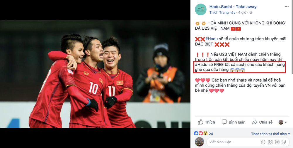 Hàng quán đua nhau giảm giá "khủng" mừng U23 Việt Nam chiến thắng