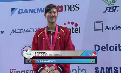 Kình ngư Ánh Viên thêm một lần phá kỷ lục SEA Games