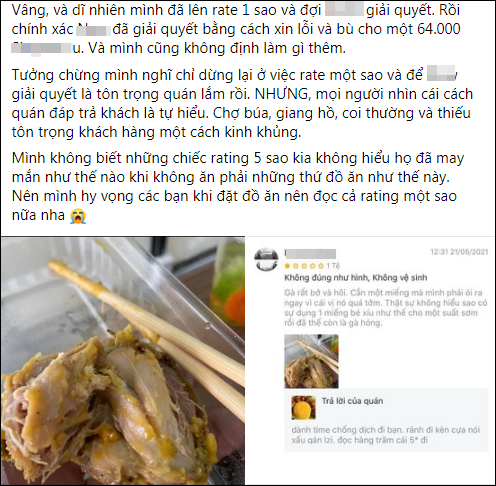 Mới đây, trong một group chuyên  review đồ ăn xuất hiện bài đăng "bóc phốt" một tiệm cơm gà tại Hà Nội gây sự chú ý lớn. Theo đó, cô gái này đã mua online phải suất cơm gà bị bốc mùi khó chịu và sau đó đăng đàn để "tố" chủ tiệm cơm.