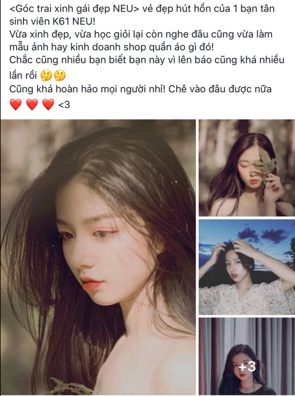  Hot girl Hằng Phan, sinh năm 2001, quê Quảng Bình là cái tên từng nổi đình đám MXH ngày nhập học vào trường Đại học Kinh tế quốc dân Hà Nội. Còn chưa đi học ngày nào cô đã được fanpage của sinh viên toàn trường chú ý.