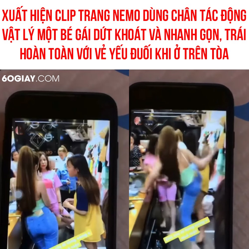 Trên MXH bất ngờ xuất hiện đoạn clip được cho là ghi lại cảnh  Trang Nemo "đi đường quyền" với một bé gái ngay tại shop thời trang của mình.