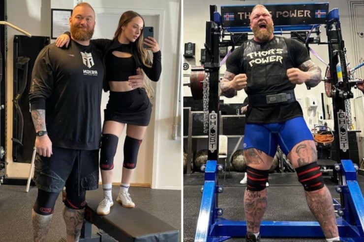 Hafthor Bjornsson, 34 tuổi tới từ Iceland là lực sĩ khỏe nhất hành tinh, võ sĩ Boxing và diễn viên truyền hình nổi tiếng. Anh cao lên tới 2m06 nhưng chọn vợ, nàng Kelsey Henson chỉ 1m57.    