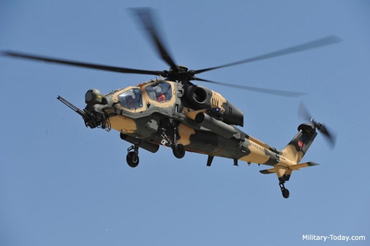 T-129 do hãng AugustaWestland (Italy) và Công ty Công nghiệp Hàng không vũ trụ Thổ Nhĩ Kỳ (TAI) hợp tác phát triển. Ảnh: Military-Today.