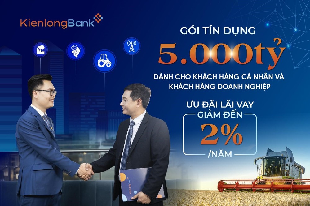 KienlongBank giảm lãi suất cho vay lên đến 2%/năm