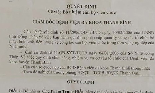 Hủy quyết định cha bổ nhiệm “thần tốc” cho con trai