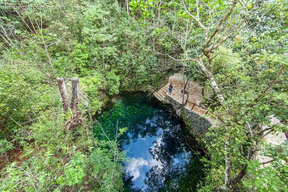 El Zapote là một hố sụt sâu 50 m ngập nước tại Quintana Roo, Mexico. Đây là điểm tham quan, bơi lặn hút khách. Ảnh: Inspiredtodive.