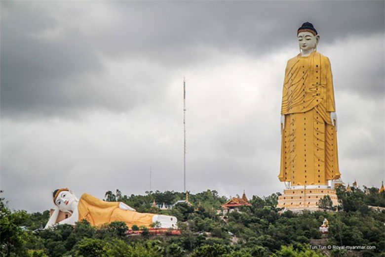 Phật Laykyun Sekkya: Với chiều cao 116 m, tượng Phật Laykyun Sekkya của Myanmar nằm trên đỉnh đồi Po Kaung là tượng cao thứ 2 thế giới. Dưới chân tượng là Monywa - tượng phật nằm lớn nhất hành tinh.