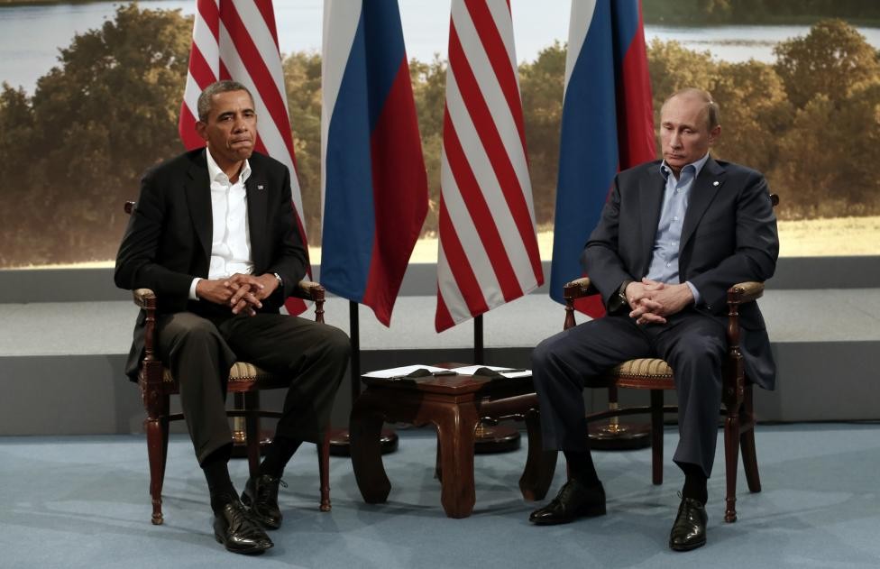 Tổng thống Mỹ Barack Obama có cuộc gặp với  Tổng thống Nga Vladimir Putin tại Hội nghị thượng đỉnh G8 ở Enniskillen, Bắc Ireland, hồi tháng 6/2013.