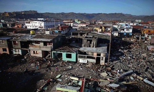 Những ngôi nhà bị phá hủy ở Baracoa, Cuba, hôm 7/10 sau khi  siêu bão Matthew càn quét qua khu vực này.