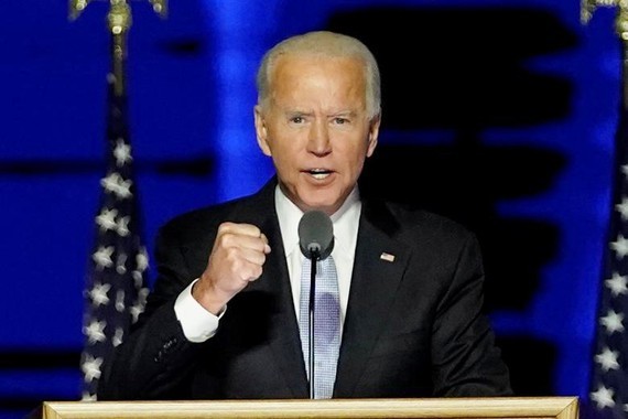 Chính trị gia  Joe Biden, người được truyền thông Mỹ đưa tin giành chiến thắng trong cuộc bầu cử tổng thống 2020, tuyên bố ông sẽ nhậm chức vào ngày 20/1/2021, dù Tổng thống đương nhiệm Donald Trump chưa nhận thua. Ảnh: Reuters.