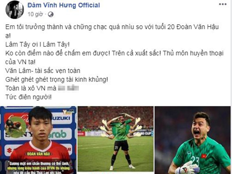 Trong trận đấu tối ngày 19/11 thuộc khổ bảng G vòng loại World Cup 2022 khu vực châu Á, đội tuyển Việt Nam ghi bàn thắng vào phút 31 nhưng trọng tài Ahmed Al-Kaf không công nhận. Sau trận đấu, Đàm Vĩnh Hưng tỏ ra rất bức xúc trước quyết định của trọng tài.