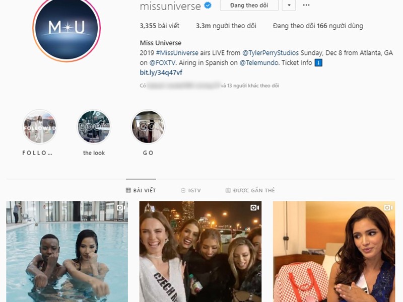  Hoàng Thùy vừa xuất hiện trên trang Instagram của cuộc thi Miss Universe 2019 - Hoa hậu Hoàn vũ Thế giới 2019. Cụ thể, ban tổ chức đăng tải clip Hoàng Thùy dạy đại diện Tanzania boxing sau khi cả hai hoàn thành buổi quay hình.