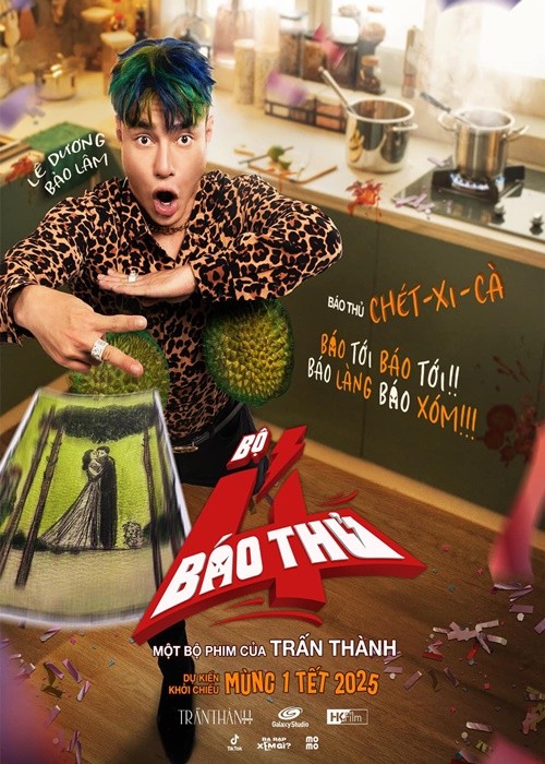 Mới đây, Trấn Thành công bố poster phim Tết 2025 Bộ tứ báo thủ. Dự án có sự tham gia diễn xuất của  Lê Dương Bảo Lâm. Ảnh: FB Trấn Thành.