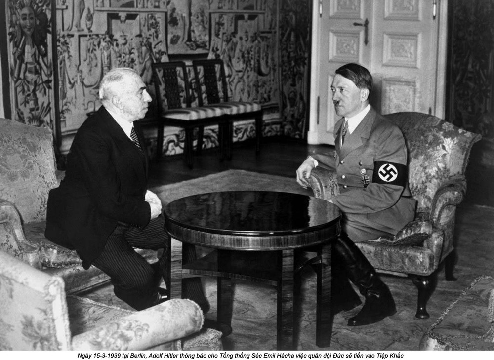 Ngày 15/3/1939, Hitler thông báo cho Tổng thống Séc lúc bấy giờ là Emil Hácha về việc Quân đội Đức sẽ tiến quân vào Tiệp Khắc. Nguồn ảnh: Flickr.