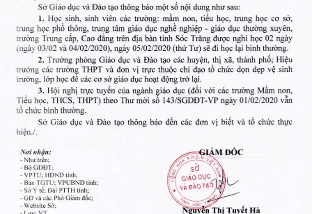 Học sinh toàn tỉnh Sóc Trăng được nghỉ học thêm 2 ngày