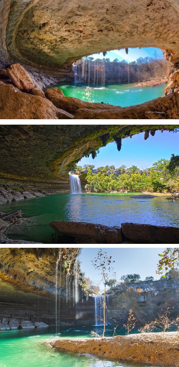  Hồ Hamilton Pool Preserve (Texas, Mỹ)  Hồ Hamilton Pool Preserve có tổng diện tích 0,92 km2, được tạo ra khi các mái vòm của một hầm sông bị sập do xói mòn từ hàng ngàn năm trước.  Hồ bơi tự nhiên này tọa lạc tại bang Texas (Mỹ) và trở thành điểm đến yêu thích của hàng triệu du khách trong và ngoài nước đến nghỉ ngơi, ngắm cảnh, đặc biệt là vào mùa hè. (Nguồn Oddee)      