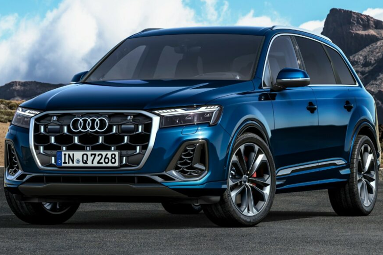 Phiên bản Facelift của  Audi Q7 2025 mới tập trung chủ yếu vào các thay đổi về mặt thẩm mỹ, bao gồm các tùy chọn đèn chiếu sáng công nghệ cao có thể tùy chỉnh, lưới tản nhiệt mới và phần cản trước được thiết kế lại dữ dằn hơn.