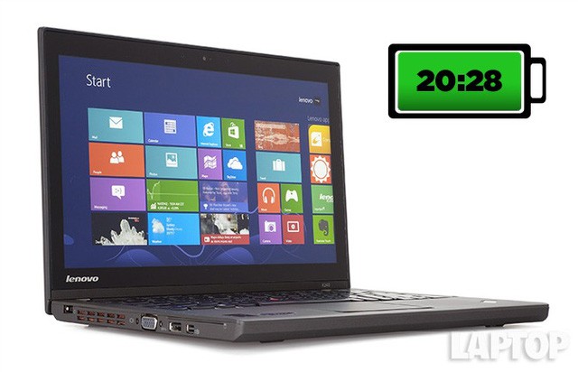 Nằm trong top đầu những laptop có pin trâu nhất hiện nay là siêu phẩm Lenovo ThinkPad X240. Với hệ thốngpin 6-cell tích hợp sẵn và thiết kế nhỏ gọn đơn giản của mình, X240 có thời lượng sử dụng lên đến 20 giờ 28 phút, một con số có thể được liệt vào hàng “quái vật” khi so sánh với bất kì sản phẩm nào khác trên thị trường hiện nay.