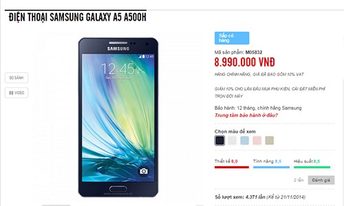 Samsung Galaxy A3 và A5 có giá từ 6,99 triệu đồng