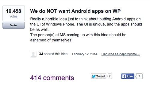 Windows Phone chạy ứng dụng Android khiến fan tranh cãi nảy lửa