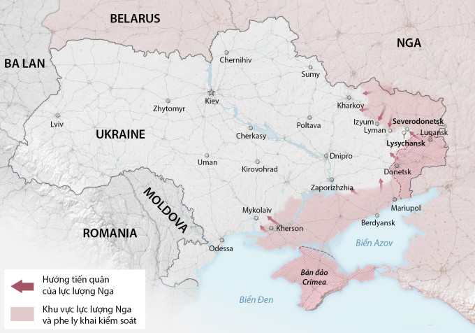 Trong những ngày đầu cuộc  xung đột Nga-Ukraine, mục tiêu chính của Quân đội Nga là đánh chiếm các thành phố lớn có ý nghĩa quan trọng. Ví dụ, các thành phố lớn như Kiev, Kharkov, Nikolayev và Mariupol. Tuy nhiên, chiến lược “Bàn tay xòe” của Quân đội Nga đã thất bại vì lực lượng bị phân tán.