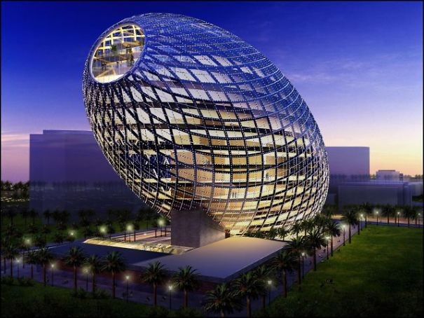  Cao ốc văn phòng hình trứng (CyberTecture Egg) ở Mumbai, Ấn Độ. Tòa nhà này là sự kết hợp độc đáo của thị giác và sử dụng năng lượng xanh thân thiện môi trường.