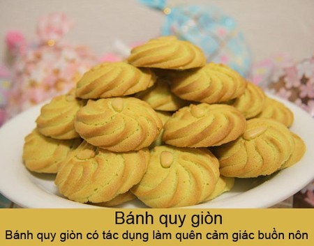 Bánh quy giòn có tác dụng làm quên cảm giác buồn nôn.